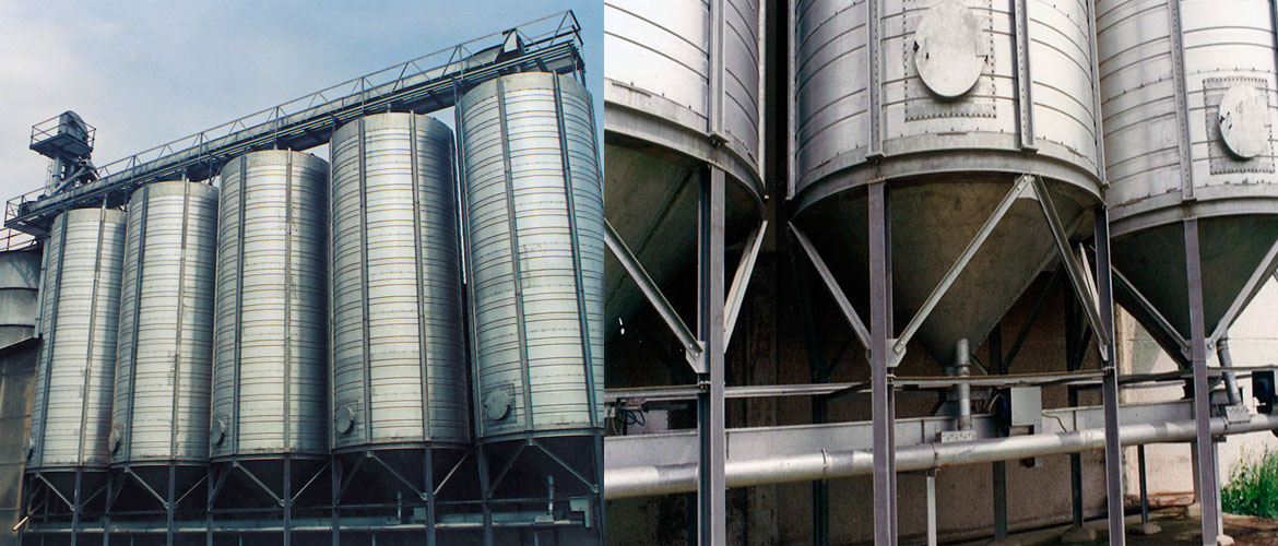 Conical base silos