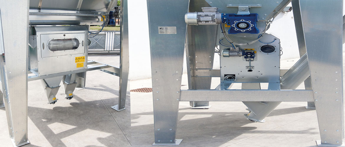 Hopper with rotary drum separator